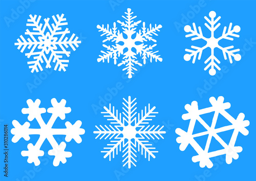 set of fantasy simple snowflakes, background
