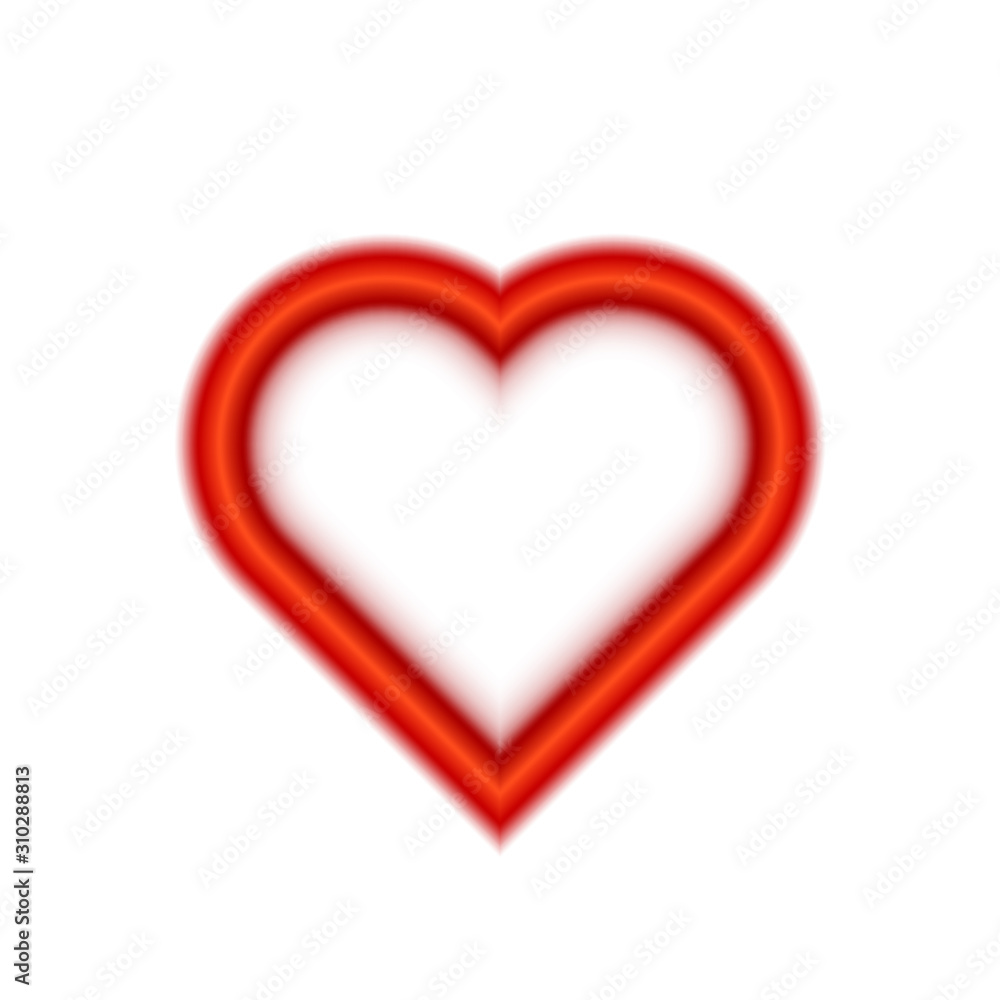Red bright heart. Vector drawing. Isolated object on a white background. Isolate.
