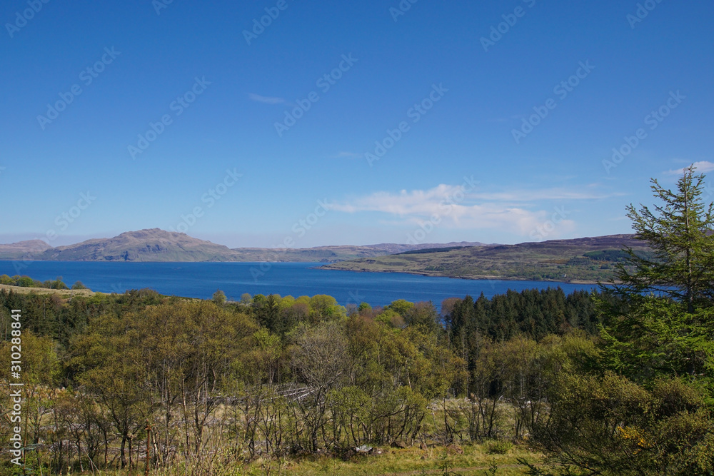View of the scottish mainland from the Isle of Mull outside Tobermory