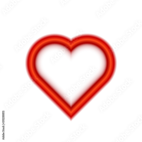 Red bright heart. Vector drawing. Isolated object on a white background. Isolate.