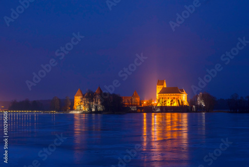 Trakai Castle winter night, Lithuania