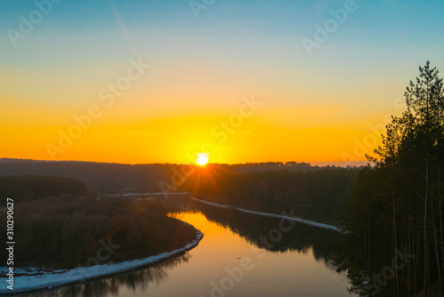 Winter sunset over the river