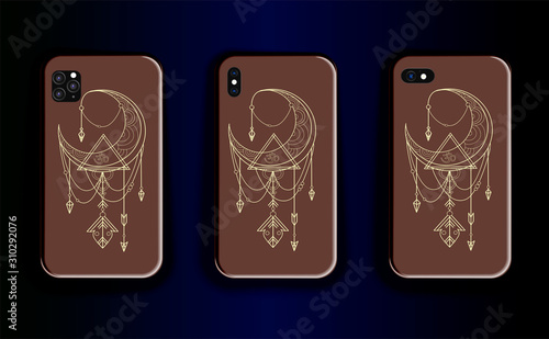Vector set of mock up cases for smartphone. Stylish trending cover design sty...