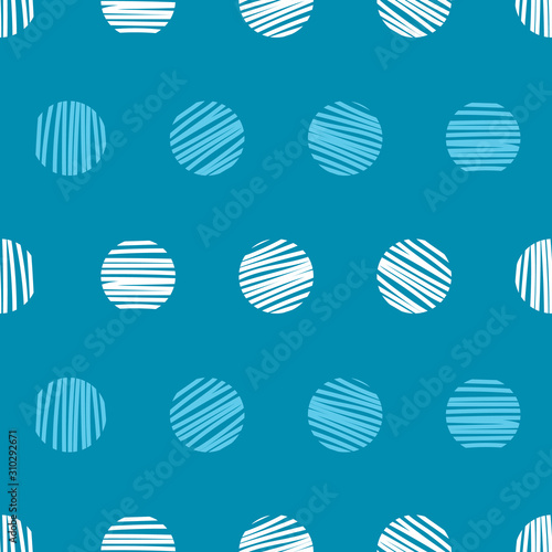 Vector blue polka dot circles with lines repeat pattern. Perfect for fabric, scrapbooking and wallpaper projects.