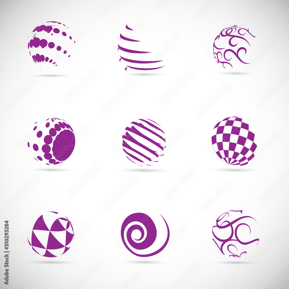 Abstract Globe Logo Set - Isolated On Gray - Vector Illustration. Abstract Globe Vector For Web Icon, Tech Logo And Element Design. 3D Orange Icons For Earth, Global, Globe, Planet And World Logo Abstract Globe Logo Set - Isolated On Gray - Vector Illustration. Abstract Globe Vector For Web Icon, Tech Logo And Element Design. 3D Orange Icons For Earth, Global, Globe, Planet And World Logo