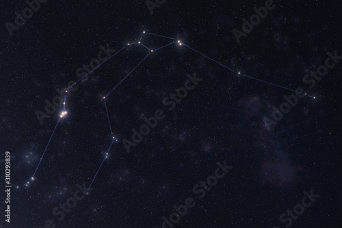 Aquarius Constellation in outer space. Zodiac Sign Aquarius constellation lines. Elements of this image were furnished by NASA  photo