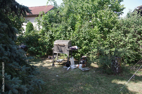 a grill in the garden in summer photo