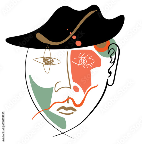 Man portrait in cubism art style. Vector