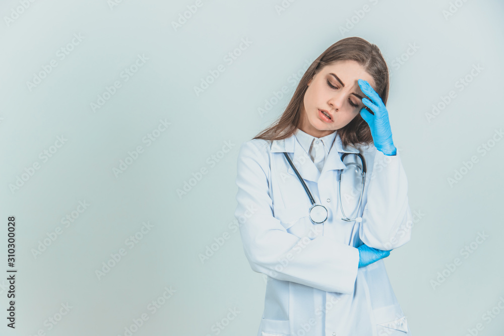 Medicine young female student is suffering from headache. Tired face expression. Medicine young female student is suffering from headache. Tired face expression.