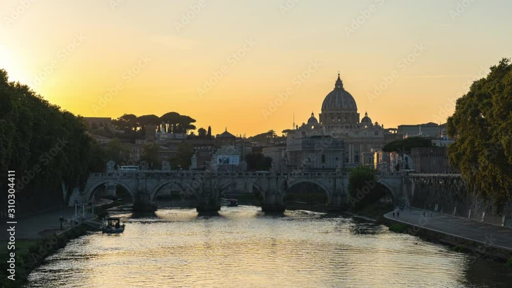 Sunset view of Vatican city state and Tiber River in Rome, Italy Sunset view of Vatican city state and Tiber River in Rome, Italy