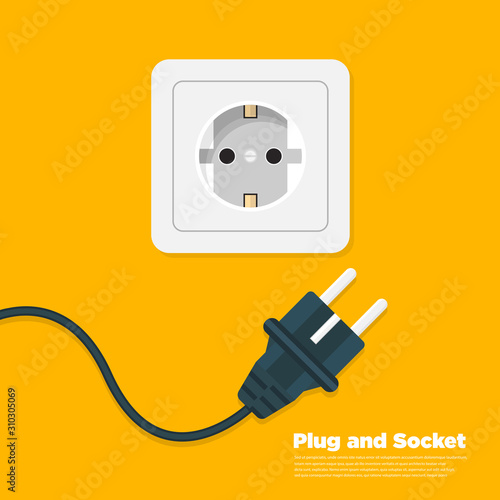 Power outlet flat icon. Vector illustration