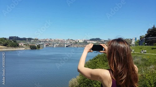 Filming the traffic in Freixo bridge photo