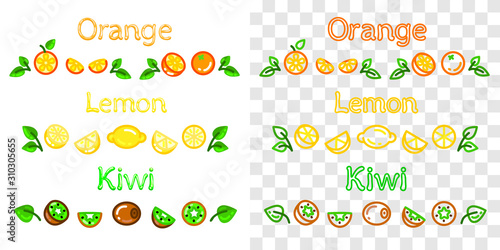 Fototapeta Naklejka Na Ścianę i Meble -  Logo orange, lemon, kiwi