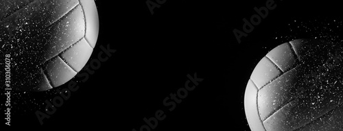 Closeup detail of volleyball ball texture background. Blue filter