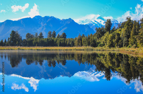 View of Lake Matheson, South Island, New Zealand