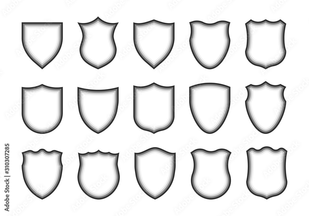 Shield shape icons. Shield shape icons.