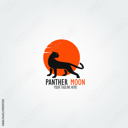 Simple black panther on Moon Illustration Vector Template. Suitable for Creative Industry, Multimedia, entertainment, Educations, Shop, and any related business.