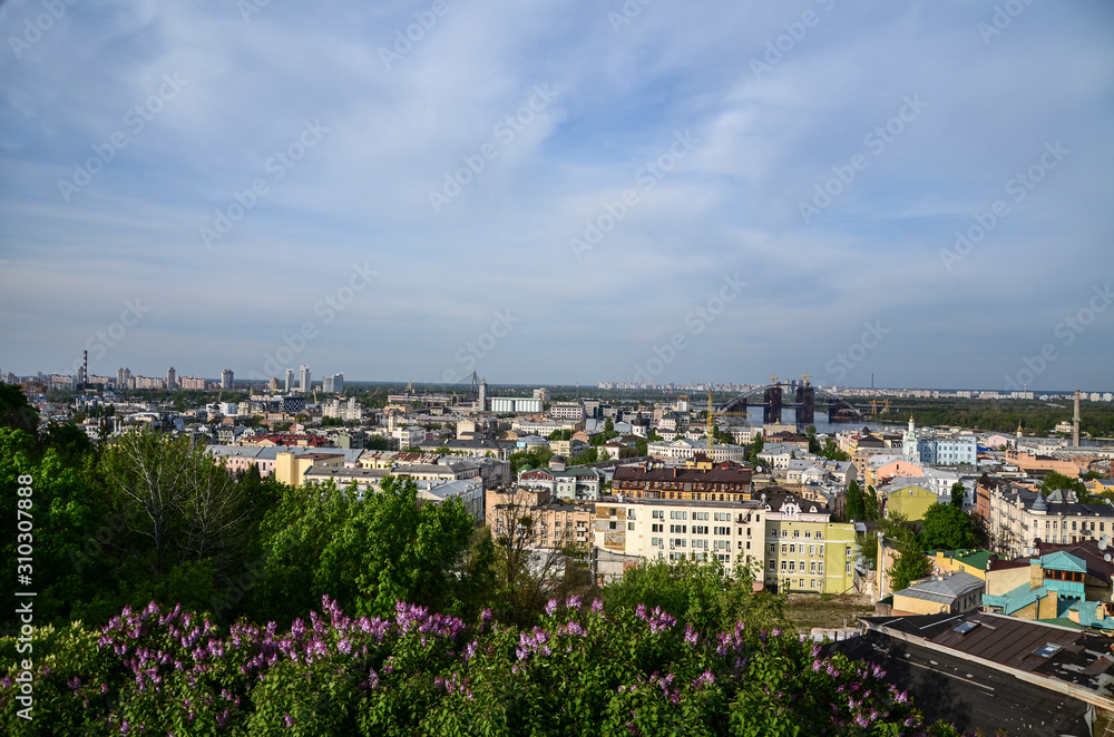 Aerial view of Podol in Kiev, Ukraine