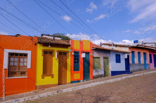 Colorful houses in the historical city of Lencois, Chapada Diamantina, Bahia, Brazil photo