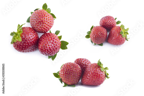 Strawberry in closeup on white background