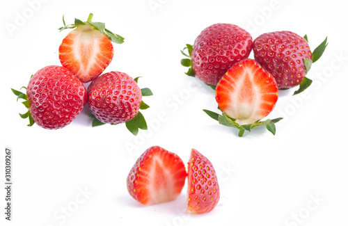 Strawberry in closeup on white background