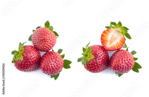 Strawberry in closeup on white background