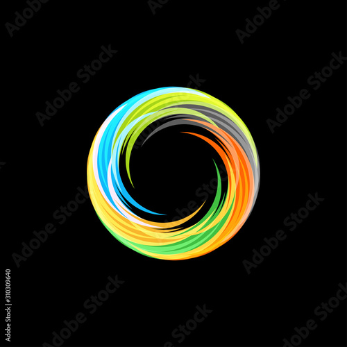 Abstract colorful isolated logo. Hurricane, tornado, vortex graphic logotype elemets. Vector illustrations.