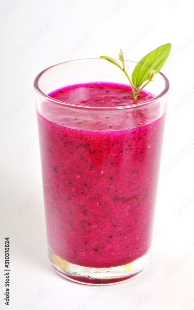 Red dragon fruit smoothies in glasses isolated on white background. Pitahaya fruit. Dragon Fruit Juice.. Red dragon fruit smoothies in glasses isolated on white background. Pitahaya fruit. Dragon Fruit Juice..