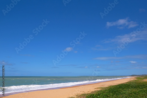 Beautiful sandy beach Praia Do Apua  Mutari and Brava  Santa Cruz Cabralia  Porto Seguro  Bahia  Brazil