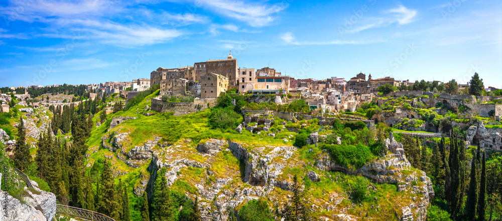 Gravina in Puglia canyon and old town. Apulia, Italy.