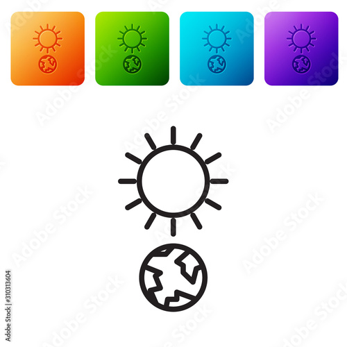 Black line Solstice icon isolated on white background. Set icons in color square buttons. Vector Illustration