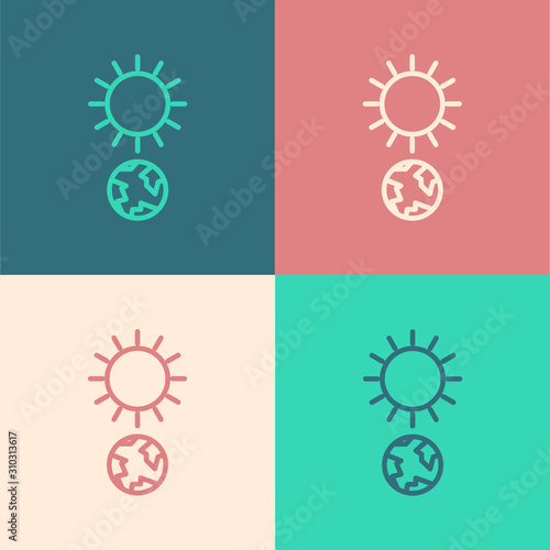 Color line Solstice icon isolated on color background. Vector Illustration