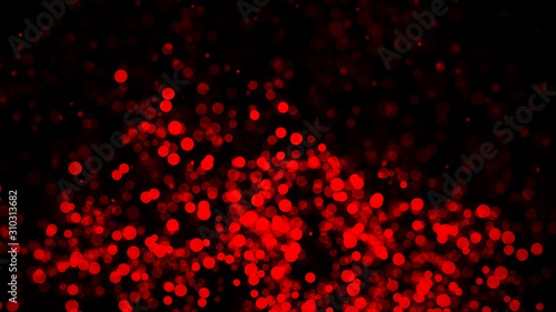 Red bokeh on isolated black background. Stock illustration.