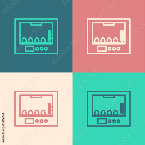 Color line Incubator for eggs icon isolated on color background. Vector Illustration