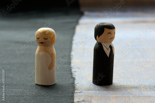 wife and husbend doodles in divorce process concept broken relationships photo