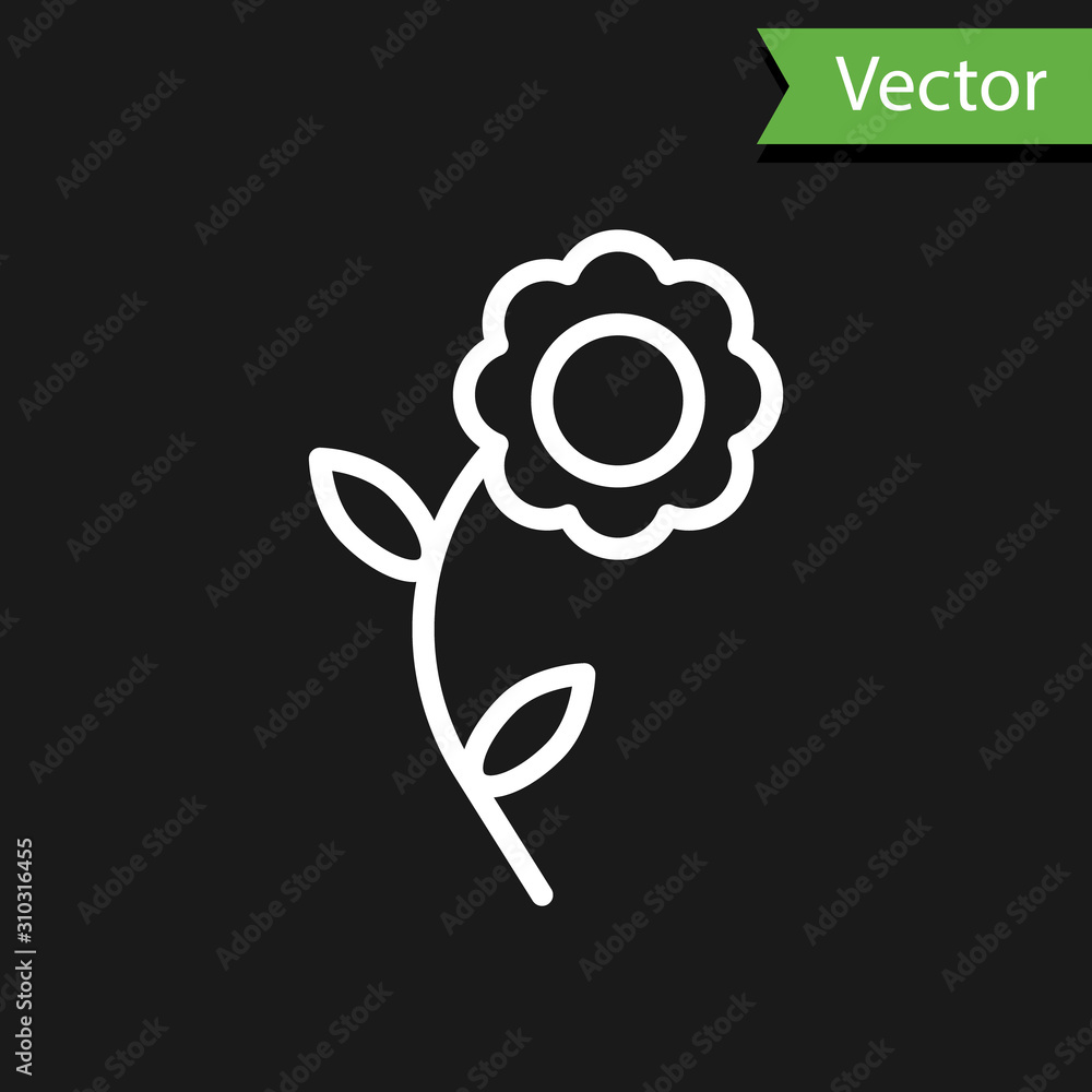 White Line Flower Icon Isolated On Black Background Vector Illustration Stock ベクター Adobe Stock White Line Flower Icon Isolated On Black Background Vector Illustration Stock ベクター Adobe Stock