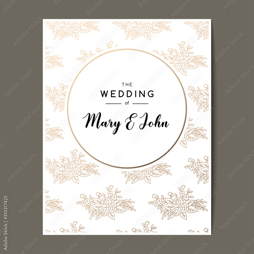 Elegant wedding invitation background with floral elements and space for text. Elegant wedding invitation background with floral elements and space for text.