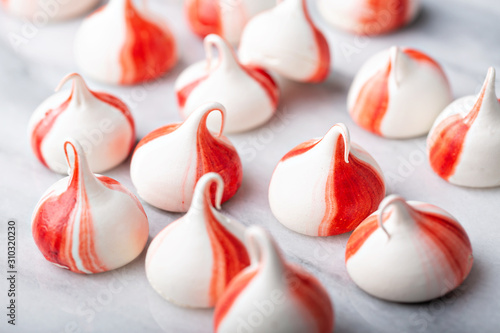 Tablou pe pânză Peppermint meringue kisses, festive cookies for Christmas