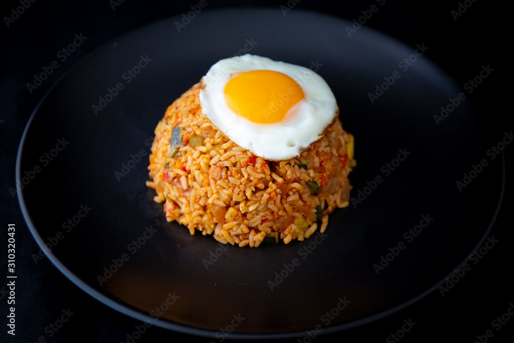 Korean food Kimchi fried rice with fried egg Korean food Kimchi fried rice with fried egg