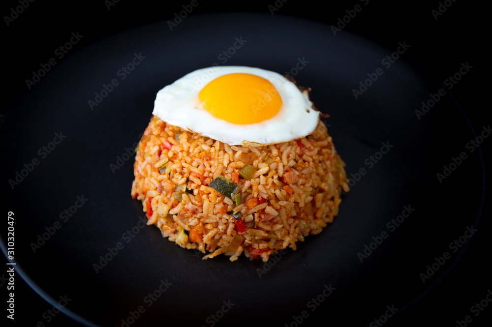 Korean food Kimchi fried rice with fried egg Korean food Kimchi fried rice with fried egg