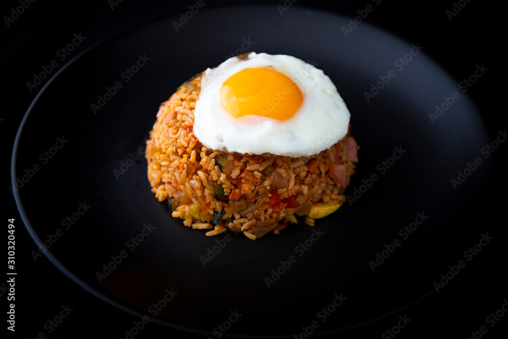 Korean food Kimchi fried rice with fried egg Korean food Kimchi fried rice with fried egg