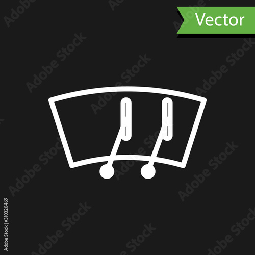 White line Windscreen wiper icon isolated on black background. Vector Illustration