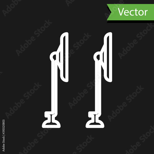 White line Windscreen wiper icon isolated on black background. Vector Illustration