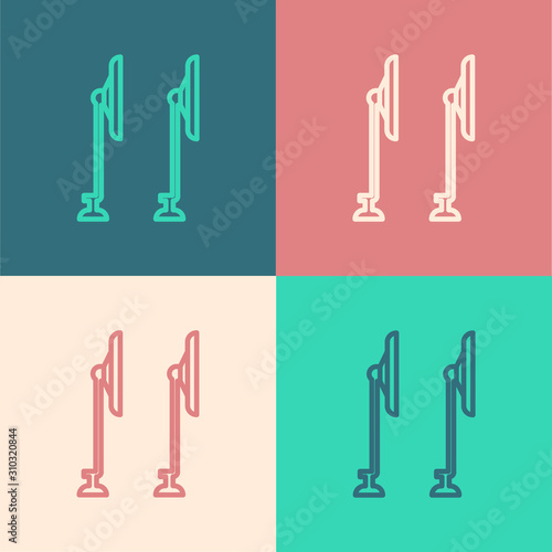 Color line Windscreen wiper icon isolated on color background. Vector Illustration