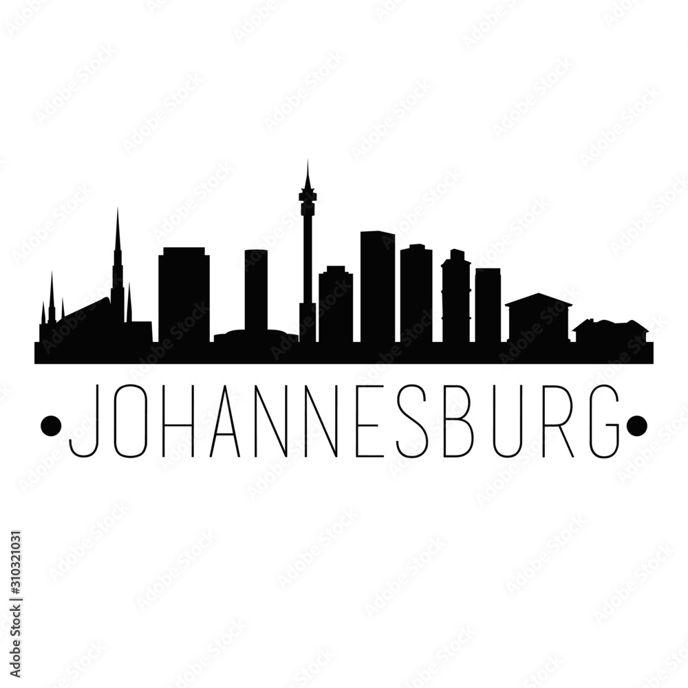 Johannesburg South Africa. City Skyline. Silhouette City. Design Vector. Famous Monuments.
