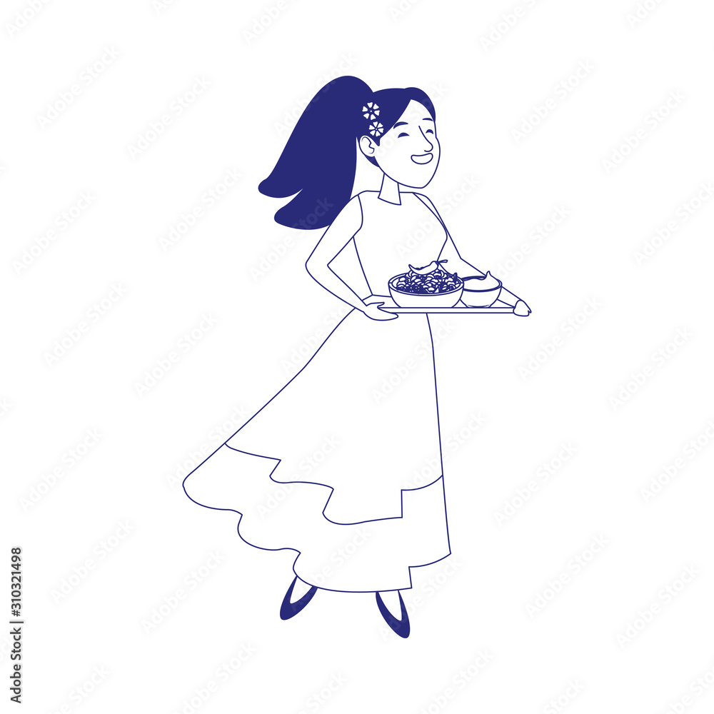 Fototapeta premium Isolated mexican woman vector design