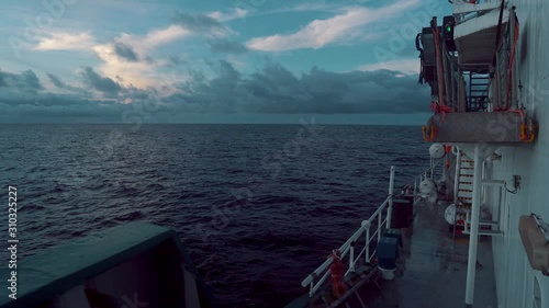 View from ship or vessel deck to open sea - beautiful seascape. photo