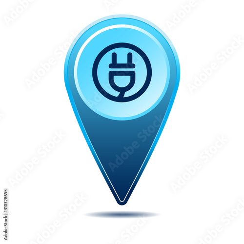 Free Download Geolocation map pin electric plug icon - GFXLoad