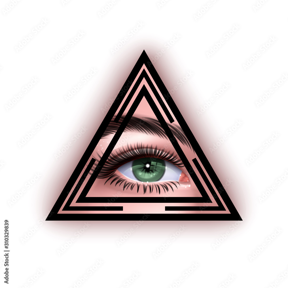 custom made wallpaper toronto digitalAll Seeing eye in triangle. Sacred Masonic symbol. The Eye of Providence. Occultism sadness look. Alchemy, religion, spirituality, occultism. Mystical drawing art realistic Vector stock illustration