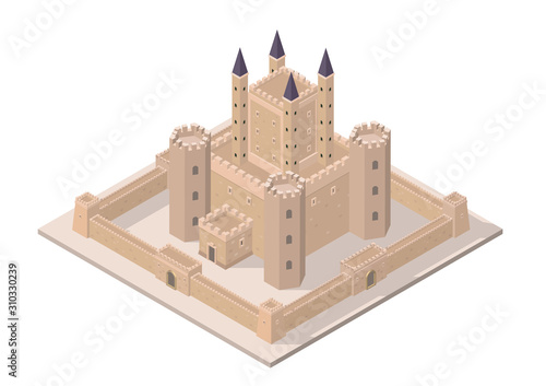 Vector isometric medieval castle